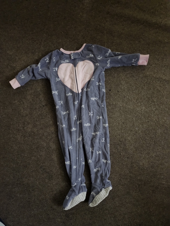 Other - Kids Gray and Pink Heart One-Piece Sleeper